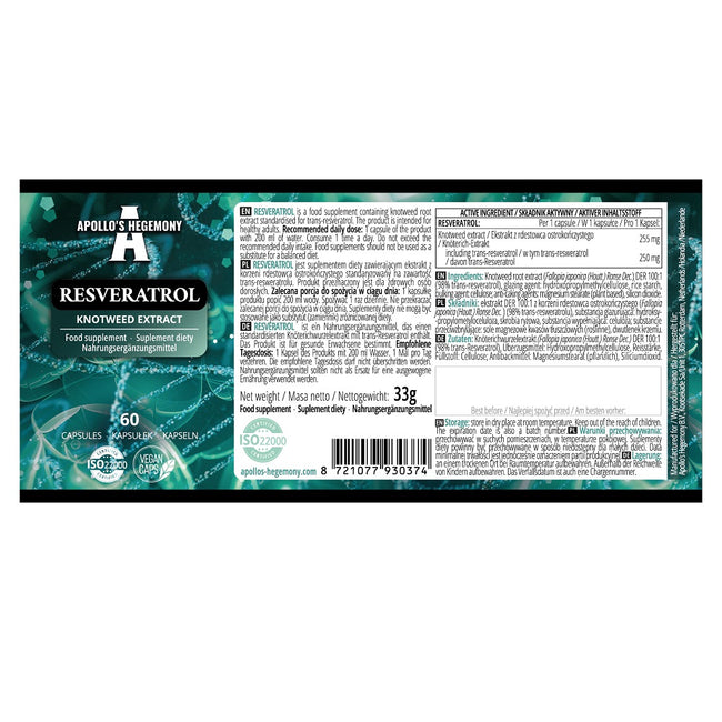 Apollo's Hegemony Resveratrol suplement diety 60 kapsułek