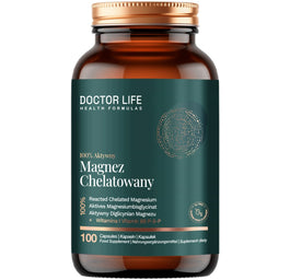 Doctor Life Magnez Chelatowany 100% aktywny + witamina B6 P-5-P suplement diety 100 kapsułek