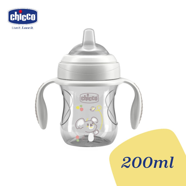 Chicco Transition Cup pierwszy kubek treningowy z miękkim ustnikiem 4m+ Szary 200ml