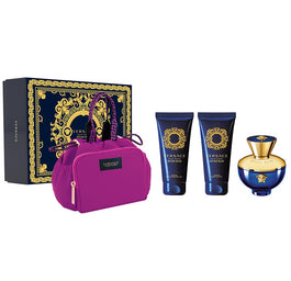 Versace Dylan Blue Pour Femme zestaw woda perfumowana spray 100ml + żel pod prysznic 100ml + balsam do ciała 100ml + torba kosmetyczna