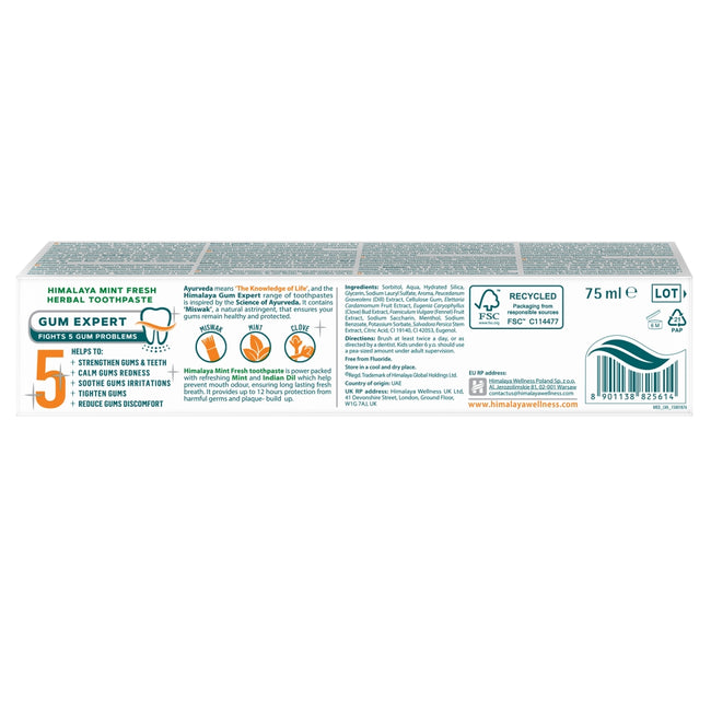 Himalaya Ziołowa pasta na zdrowe dziąsła i świeży oddech Mint Fresh 75ml