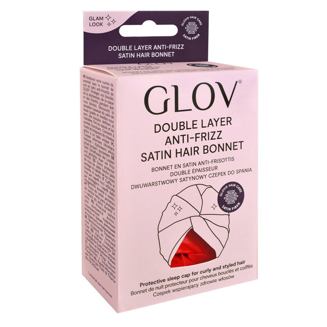 Glov Dwuwarstwowy satynowy czepek do spania Red