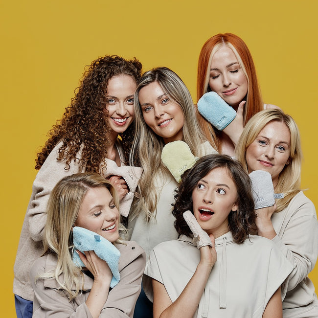 Glov Water-Only Skin zestaw rękawiczek do demakijażu i oczyszczania twarzy  Baby Banana 3szt + Silver Stone 3szt