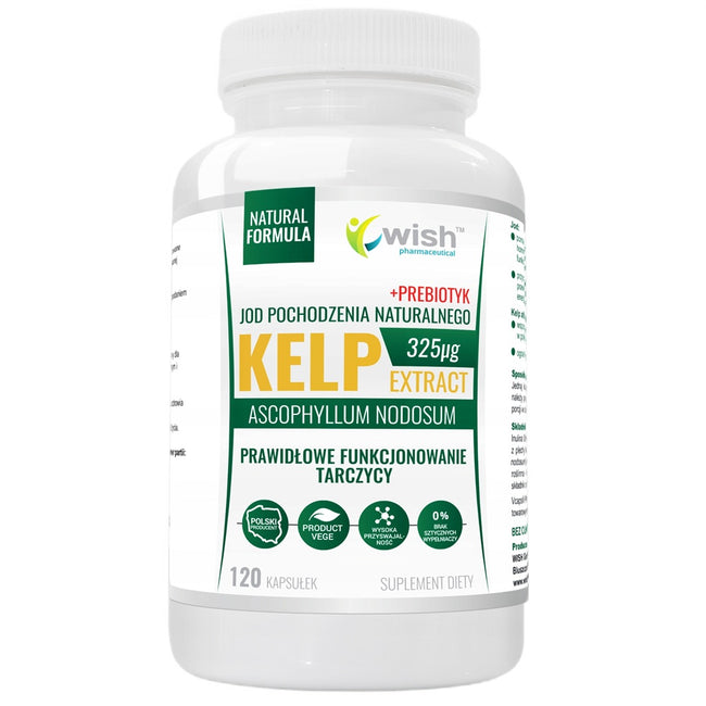 WISH Pharmaceutical KELP Extract 325 µg + Prebiotyk suplement diety 120 kapsułek
