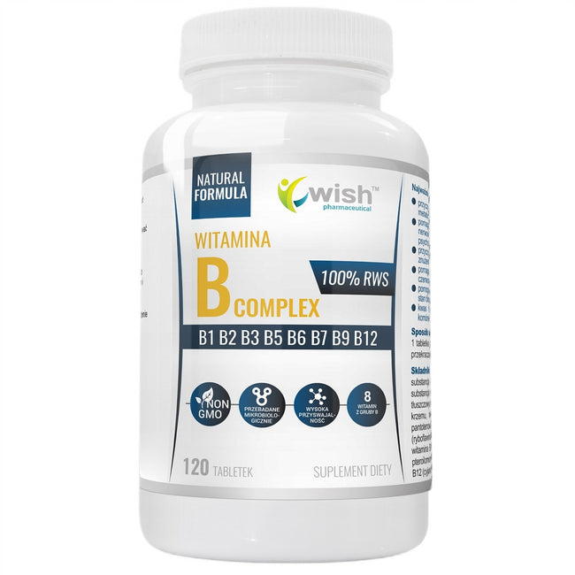 WISH Pharmaceutical Witamina B Complex 8 witamin z grupy B suplement diety 120 tabletek