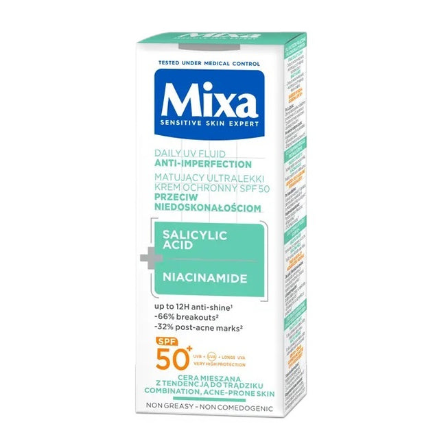 MIXA Matujący ultralekki krem ochronny SPF50 przeciw niedoskonałościom 40ml