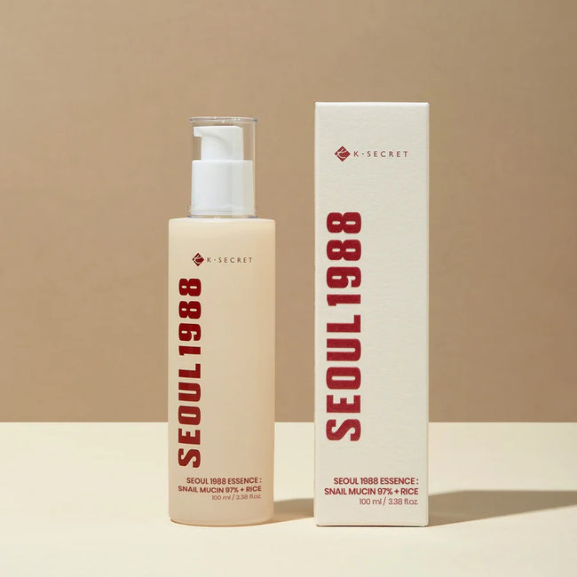K-SECRET Seoul 1988 Essence Snail Mucin 97% + Rice łagodząca esencja do twarzy z filtratem ze śluzu ślimaka i ryżem 100ml