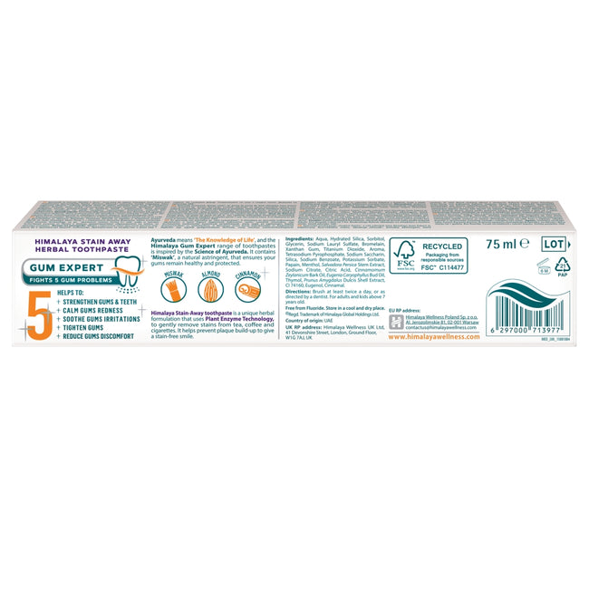 Himalaya Ziołowa pasta na przebarwienia zębów od kawy i herbaty Stain Away 75ml