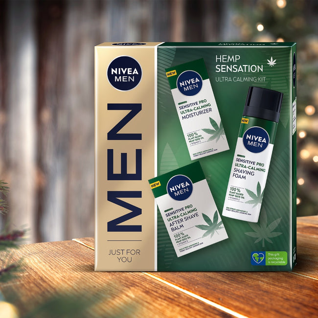 Nivea Men Hemp Sensation zestaw balsam po goleniu 100ml + pianka do golenia 200ml + krem nawilżający 75ml