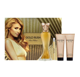 Paris Hilton Gold Rush zestaw woda perfumowana spray 100ml + woda perfumowana spray 10ml + balsam do ciała 90ml + żel pod prysznic 90ml
