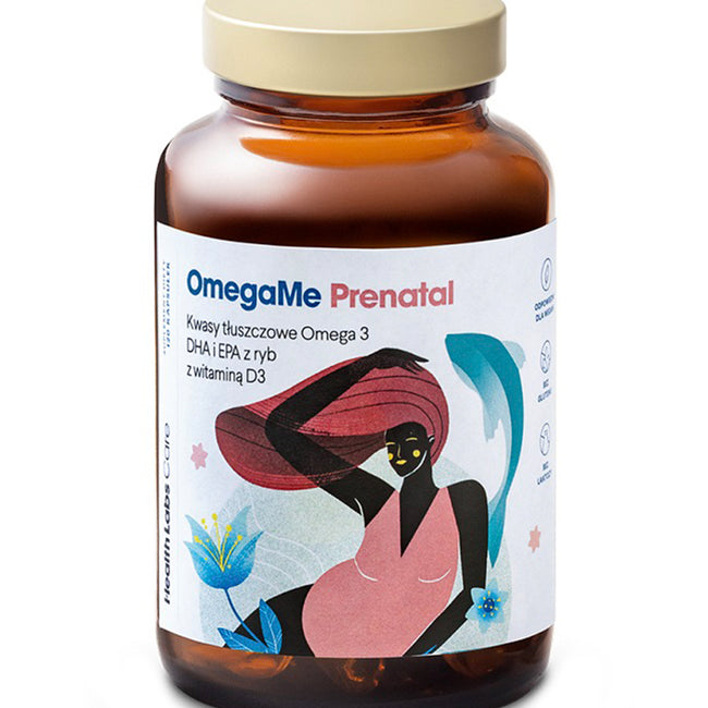 HealthLabs OmegaMe Prenatal kwasy tłuszczowe Omega 3 DHA i EPA z ryb z witaminą D3 suplement diety 60 kapsułek