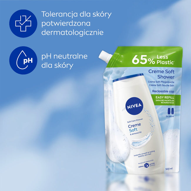 Nivea Creme Soft żel pod prysznic opakowanie uzupełniające 500ml
