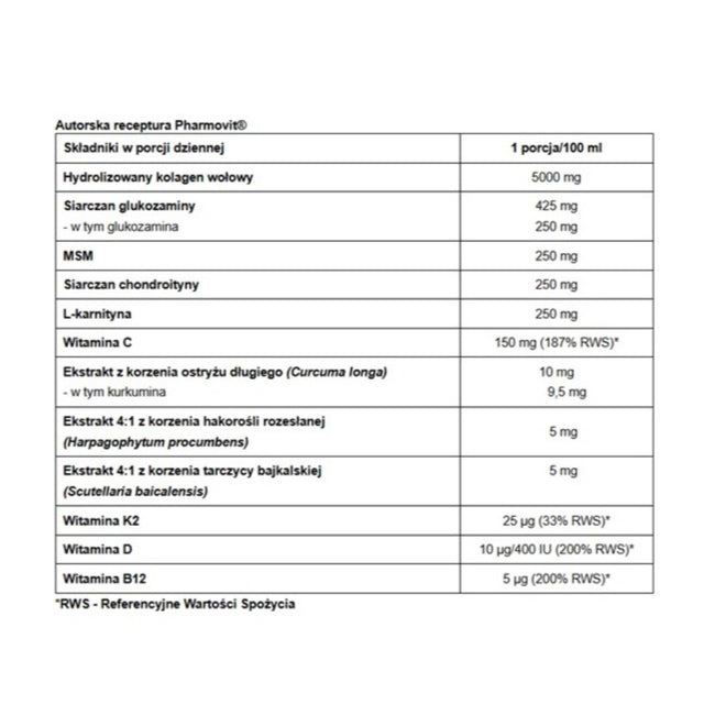 Pharmovit Stawy Chrząstki Mięśnie Supples & Go suplement diety w płynie 100ml