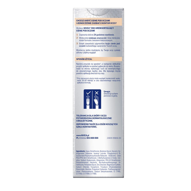 Nivea Hyaluron Cellular Filler 3In1 Eye Care Concealer krem korygujący cienie pod oczami