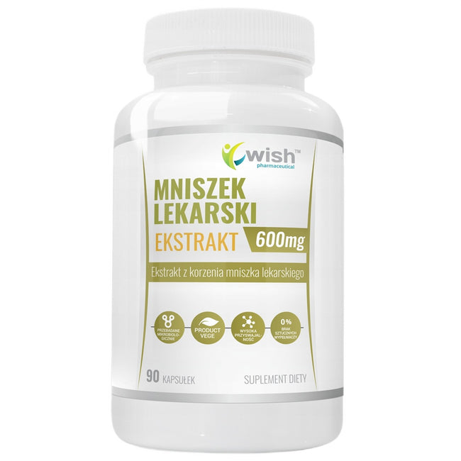 WISH Pharmaceutical Mniszek Lekarski Ekstrakt 600mg suplement diety 90 kapsułek