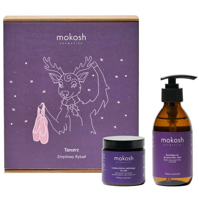 Mokosh Tancerz Zmysłowy Rytuał zestaw nawilżający żel do mycia ciała i dłoni 200ml + lipidowy balsam ujędrniający do ciała 120ml