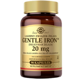 Solgar Gentle Iron (diglicynian żelaza) 20 mg suplement diety 90 kapsułek