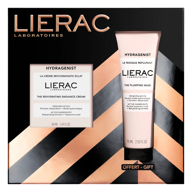 LIERAC Hydragenist zestaw nawilżający krem rozświetlający 50ml + maska wypełniająca 75ml