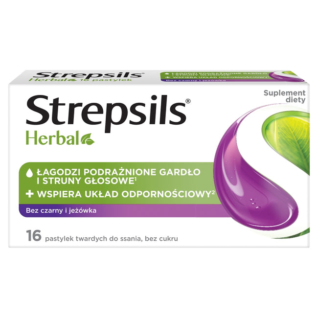 Strepsils Herbal bez czarny i jeżówka suplement diety 16 pastylek do ssania