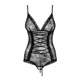 Obsessive Slevika Teddy ponętne body Black S/M