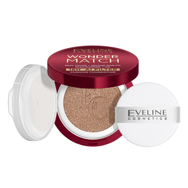 Eveline Cosmetics Wonder Match kryjący podkład cushion z niacynamidem i kwasem hialuronowym