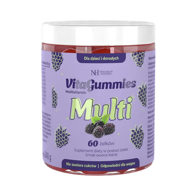 Noble Health VitaGummies Multivitamin suplement diety w postaci żelek o smaku owoców leśnych 60 żelków