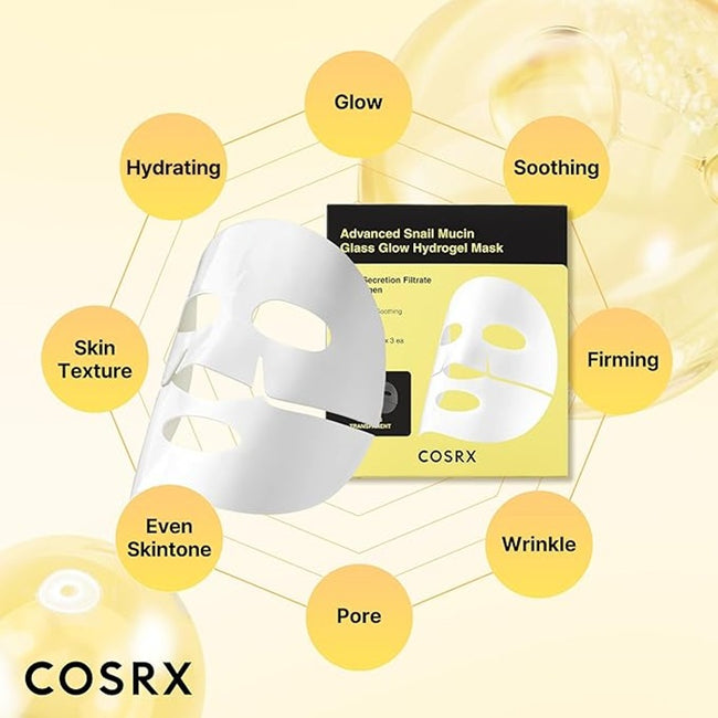 COSRX Advanced Snail Mucin Glass Glow Hydrogel Mask hydrożelowa maseczka w płachcie z mucyną ślimaka 3szt.