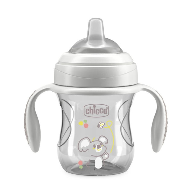 Chicco Transition Cup pierwszy kubek treningowy z miękkim ustnikiem 4m+ Szary 200ml