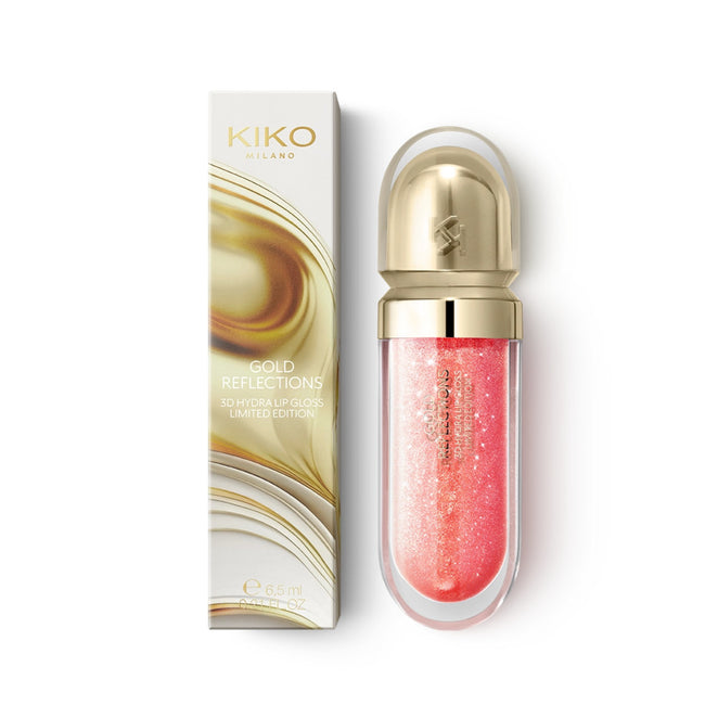 KIKO Milano Gold Reflections 3D Hydra Lip Gloss Limited Edition nawilżający błyszczyk do ust z olejkiem z marakui z efektem 3D