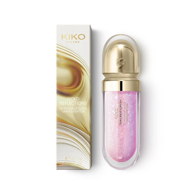 KIKO Milano Gold Reflections 3D Hydra Lip Gloss Limited Edition nawilżający błyszczyk do ust z olejkiem z marakui z efektem 3D