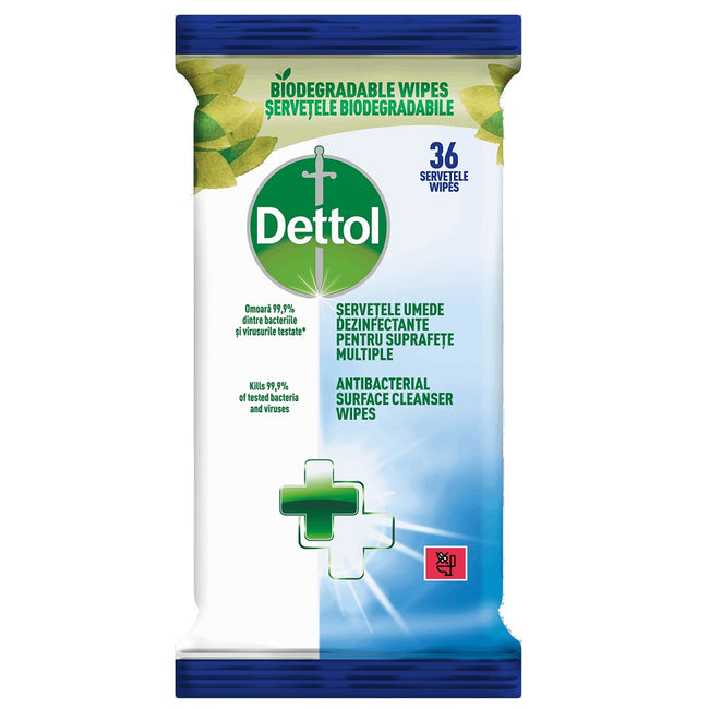 Dettol Dettol chusteczki do mycia i dezynfekcji powierzchni antybakteryjne i drożdżakobójcze 36 szt