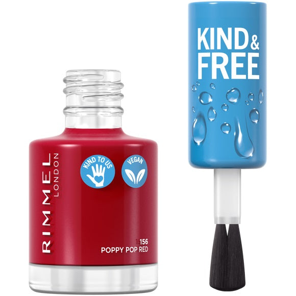 Rimmel Kind & Free wegański lakier do paznokci 156 Poppy Pop Red 8ml