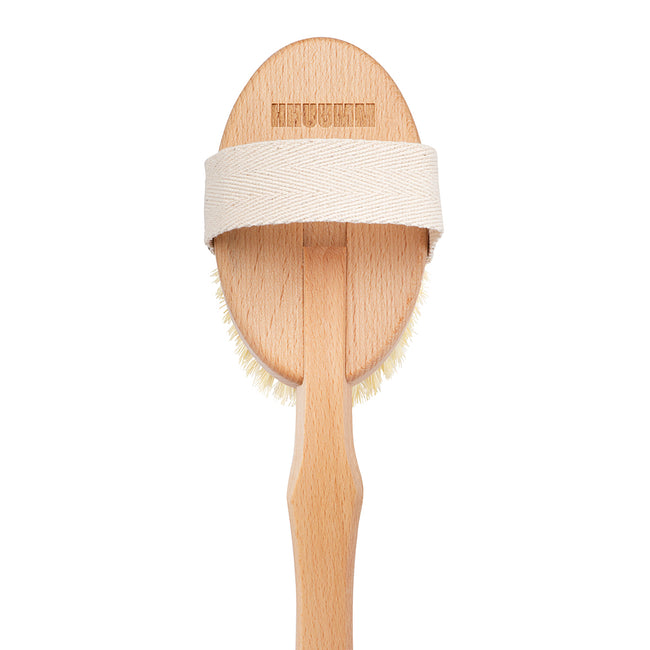 HHUUMM Szczotka do masażu ciała na sucho – włókno tampico wersja z kijem No.2P