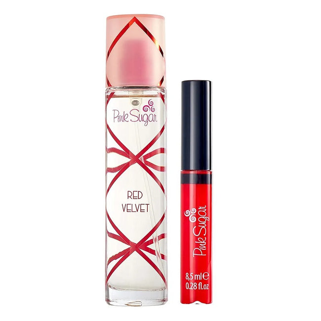 Aquolina Pink Sugar Red Velvet zestaw woda toaletowa spray 50ml + błyszczyk do ust 8.5ml