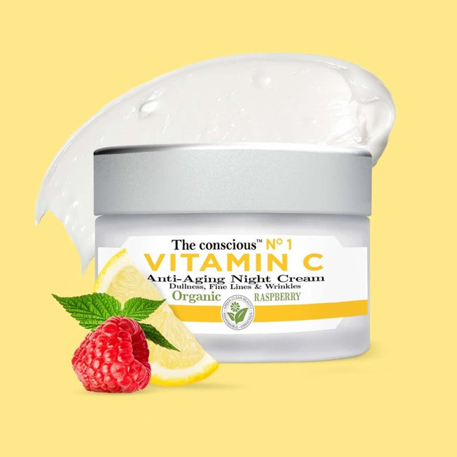 The Conscious Vitamin C przeciwstarzeniowy krem na noc z organiczną maliną 50ml