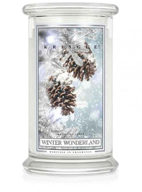 Kringle Candle Duża świeca zapachowa z dwoma knotami Winter Wonderland 623g