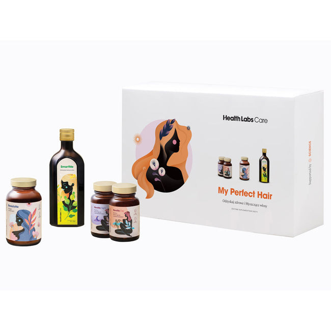 HealthLabs My Perfect Hair zestaw suplementów diety NewMe 60 kapsułek + BeautyMe 120g + SmartMe 250ml