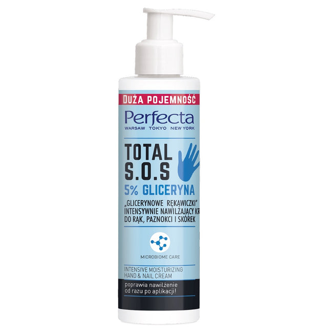 Perfecta Total S.O.S  5% Gliceryna „Glicerynowe rękawiczki” intensywnie nawilżający krem do rąk paznokci i skórek 195ml