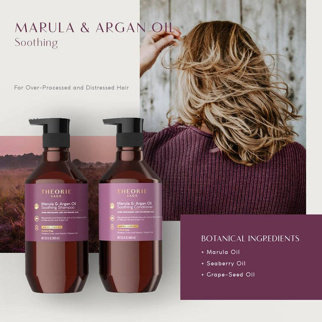 Theorie Sage Marula & Argan Oil Smoothing Shampoo wygładzający szampon do włosów zniszczonych i wymagających intensywnej regeneracji 400ml