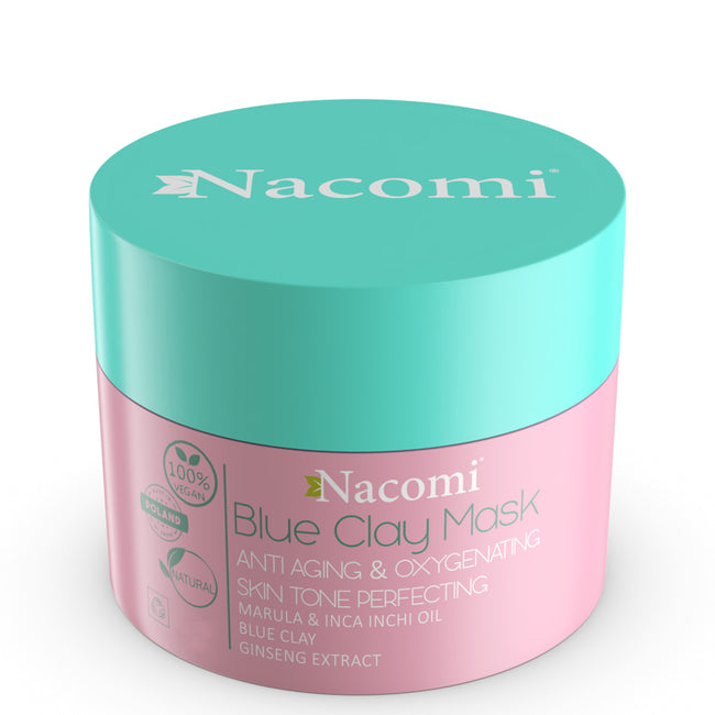 Nacomi Vegan Blue Clay Mask Anti Aging Oxygenating maska niebieska przeciwzmarszczkowo dotleniająca 50ml