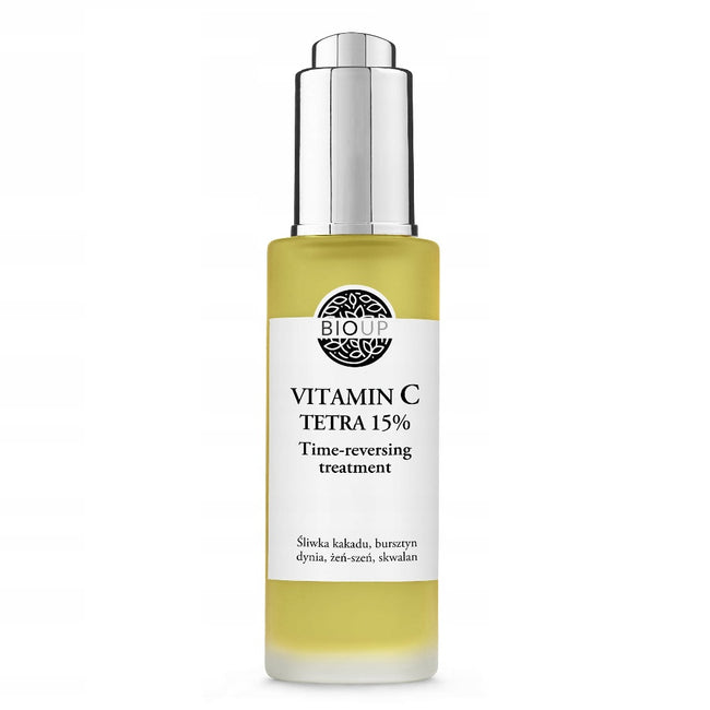 Bioup Vitamin C Tetra 15% Time-Reversing Treatment luksusowe serum z bursztynem i żeń-szeniem 30ml