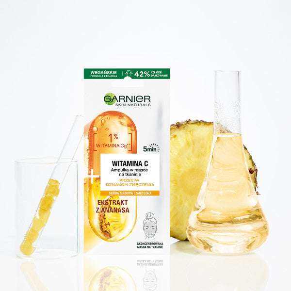 Garnier Skin Naturals Vitamin C ampułka w masce na tkaninie przeciw oznakom zmęczenia 15g