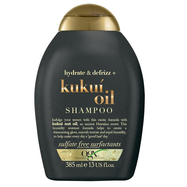 OGX Hydrate & Defrizz + Kukui Oil Shampoo szampon nawilżający z olejkiem z orzechów kukui 385ml
