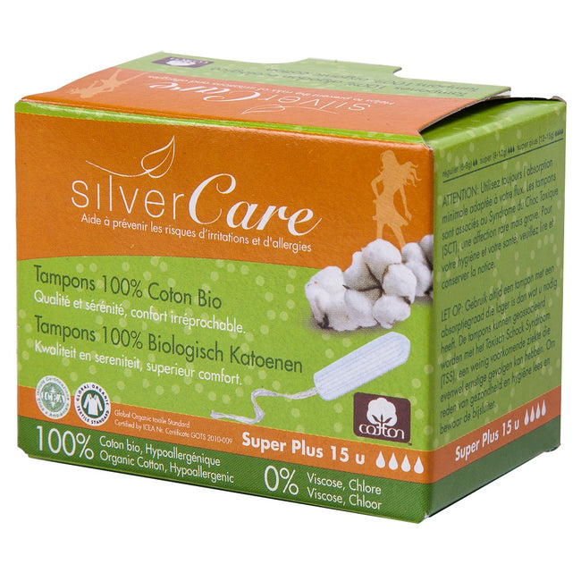 Masmi Silver Care tampony bez aplikatora z bawełny organicznej Super Plus 15szt