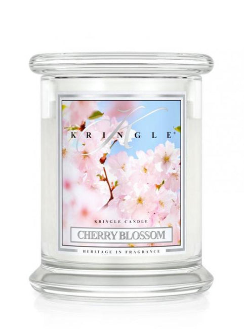 Kringle Candle Średnia świeca zapachowa z dwoma knotami Cherry Blossom 411g