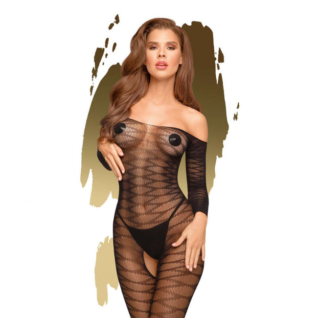 Penthouse Dreamy Diva przezroczyste bodystocking z otwartym krokiem Black S-L