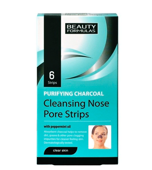 Beauty Formulas Clear Skin Purifying Charcoal Cleansing Nose Pore Strips głęboko oczyszczające paski na nos 6szt.