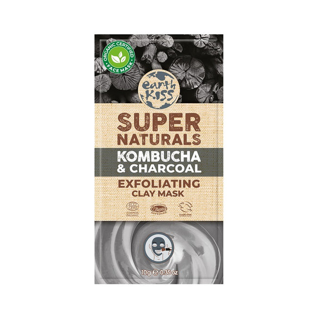 Earth Kiss Super Naturals Kombucha & Charcoal Exfoliating Clay Mask złuszczająca maska glinkowa do twarzy 10g